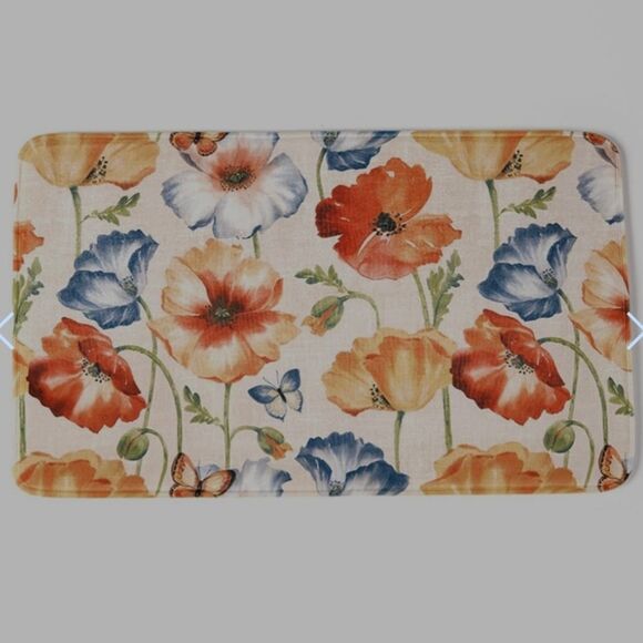 Watercolor Floral Bathroom Set Shower Curtain, Bath Mat, and 2 Sets Hand Towels - Picture 3 of 6